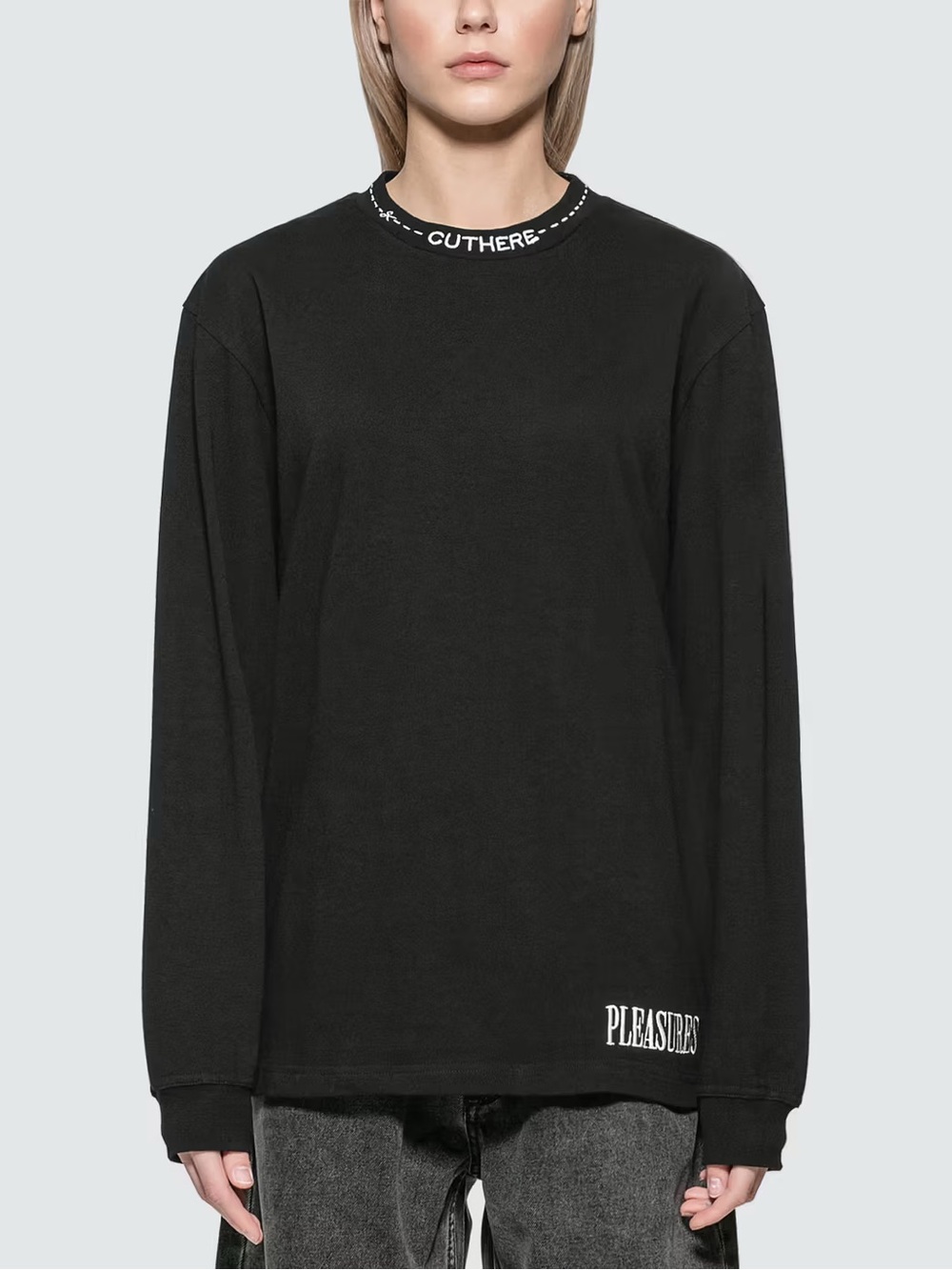 Pleasures - Cut Here Heavyweight Long Sleeve T-shirt Black